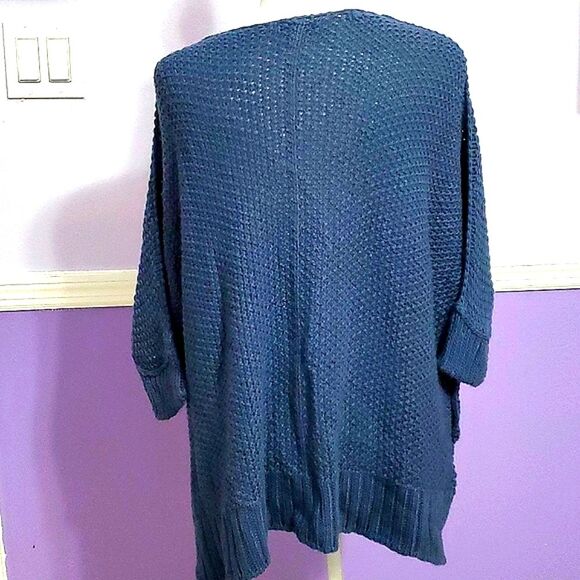 American Eagle Blue Gray Boho Lagenlook Oversized Beachy Open Knit Sweater - Picture 4 of 11